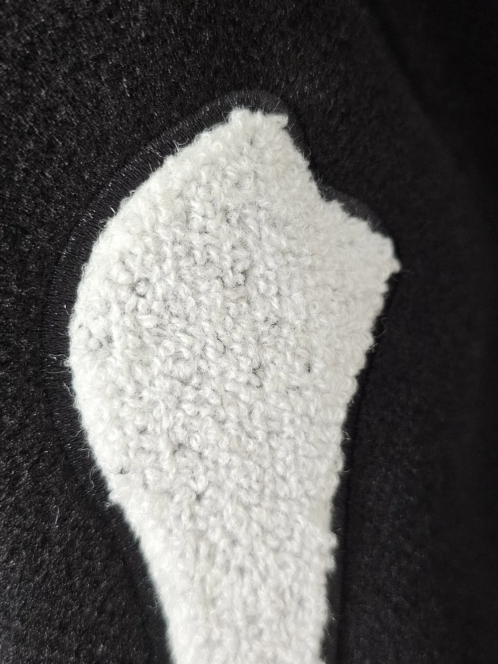 Black Wool Bomber Jacket with White Sleeve Bone Appliqué